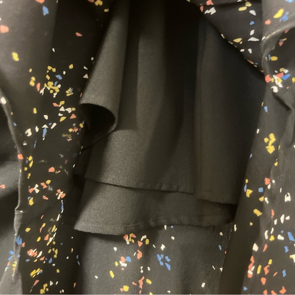 A.L.C Samantha Midi Black Dress with Multicolor Speckles, long Sleeve, 100% silk - Picture 7 of 14